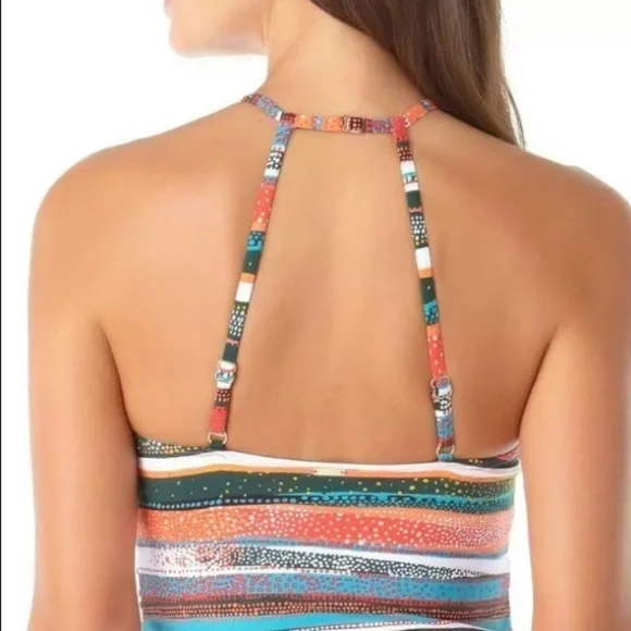 ANNE Cole Orange High Neck Tankini Swimsuit Top - Picture 5 of 11